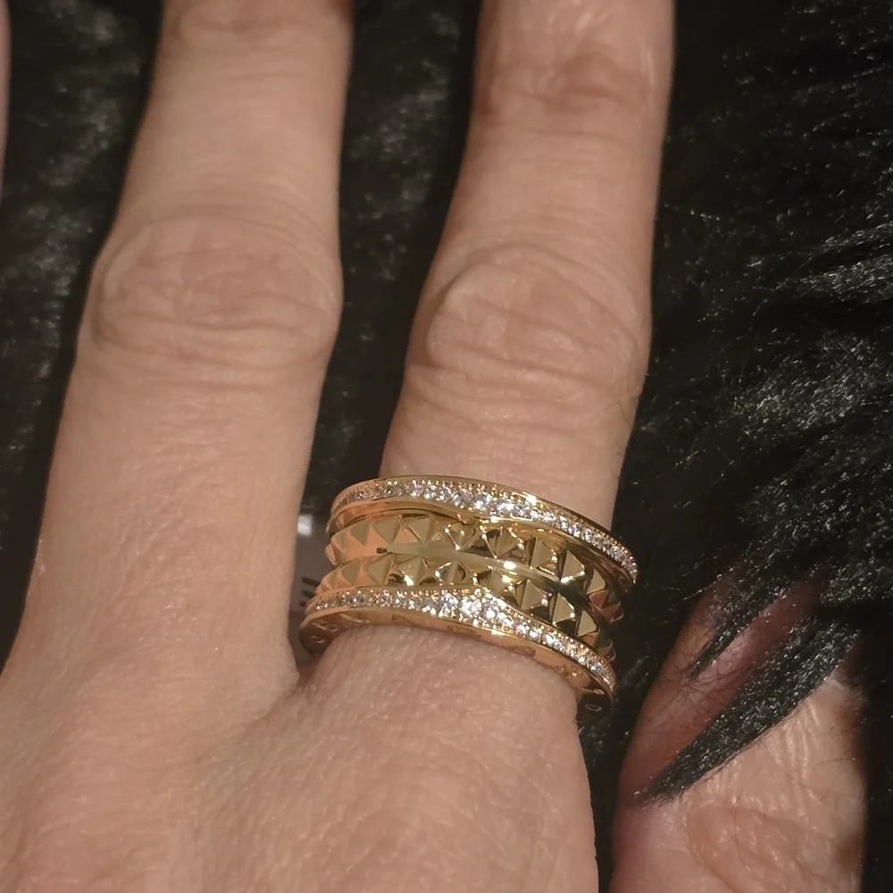22kgp Dubai Jewelry - Elegant Gold and Silver Band Ring